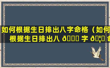 如何根据生日排出八字命格（如何根据生日排出八 🐋 字 🦅 命格和命格）